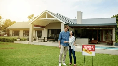 a young couple that have just sold their home 